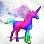 Colourful Unicorn With Wake Art Print