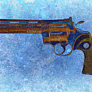 Colt Python 357 Mag On Blue Background. Art Print