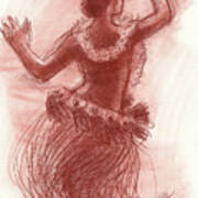 Cook Islands Drum Dancer From The Back Art Print
