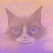 Angelic Cosmic Cat - Spirit Animal Art Print