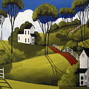 Country Greens - Folk Art Landscape Art Print