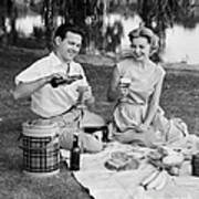 Couple Having A Summer Picnic, C.1950s Art Print