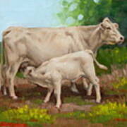 Cow  And Calf In Miniature Art Print