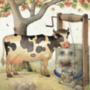 Cow And Well Art Print