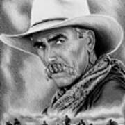 Cowboy Bw Art Print