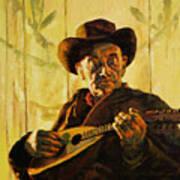 Cowboy With Mandolin Art Print