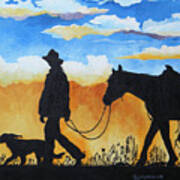 Cowgirl Sunset Art Print