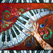 Crazy Fingers- Piano Keyboard - Bordered Art Print