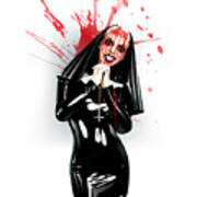 The Crazy Nun Blood Splatter Art Print