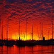 Crimson Nautical Sunset. Art Print