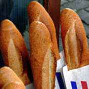Crusty French Bread Loaves Display At Bakery Entrance Art Print