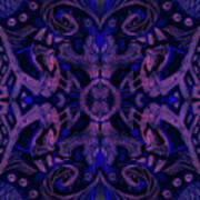 Curves And Lotuses, Abstract Pattern, Ultra-violet Art Print