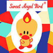 Cute Art - Sweet Angel Bird Multicolor Colorblock Logo Wall Art Print Art Print