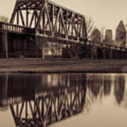 Dallas Texas Architecture And Skyline Reflections - Sepia Art Print