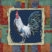 Damask Rooster-q Art Print