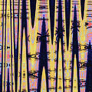 Dark Saguaro Abstract Art Print
