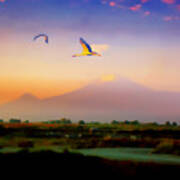 Dawn With Storks And Ararat From Night Train To Yerevan Ii Art Print
