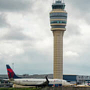 Delta Air Lines Jet And Control Tower At Atlanta Airport Art Print
