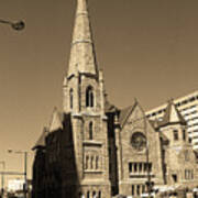 Denver Downtown Church Sepia Art Print