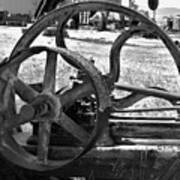 Derelict Conveyor Belt And Drive Wheel In Black And White Art Print