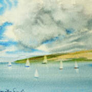 Dark Clouds Threaten Derwent River Sailing Fleet Art Print