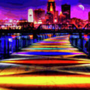 Des Moines Gray's Lake Bridge Cityscape Art Print