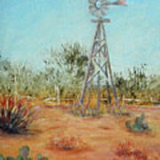 Desert Windmill Art Print