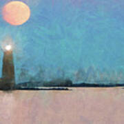 Digital Painting Of Maine Lighthouse Art Print