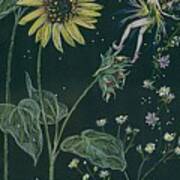 Ditchweed Fairy Sunflowers Art Print
