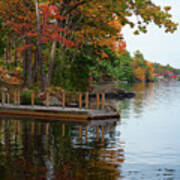 Dock On Lake In Fall Art Print