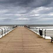 Dock With Benches, Saltburn, England Art Print