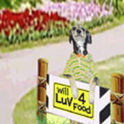 Dog Love - Will Love For Food - Tuinki Art Print