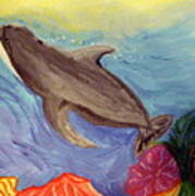 Dolphin Surfacing Art Print