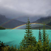 Double Rainbow On Emerald Lake Art Print