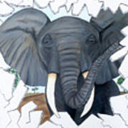 Eavesdropping Elephant Art Print