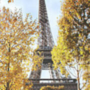 Eiffel Tower Amidst The Autumn Foliage Art Print