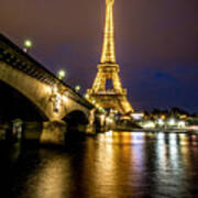 Eiffel Tower At Night Art Print