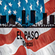 El Paso Tx American Flag Vertical Art Print