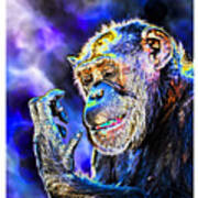 Elderly Chimp Studying Her Hand Altered Version Art Print