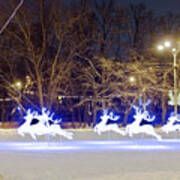 Electric Deers, Christmas, Moscow Art Print