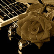 Electric Guitar And Rose Art Print