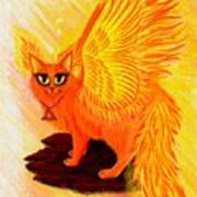 Elemental Fire Fairy Cat Art Print