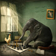 Elephant Chess Art Print