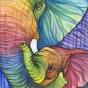 Elephant Hug Art Print