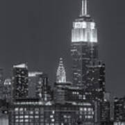 Empire State And Chrysler Buildings At Twilight Ii Art Print