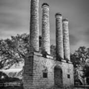 Evening At The Columns In Black And White Art Print