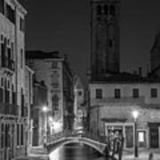 Evening Canal In Venice To The Tower Art Print