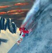 Extreme Ski Painting Art Print