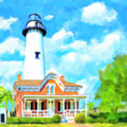 Fair Weather On St Simons Island - Georgia Lighthouses Art Print