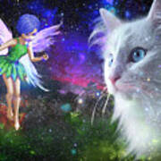 Fairy Encounters Cat Art Print